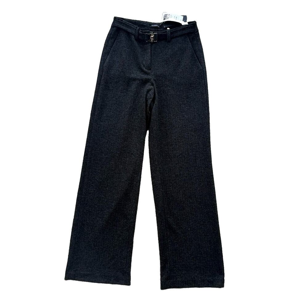Robell Womens Size 4 US Gray Wool Dress Pants Silver Belt Buckle MSRP: $198